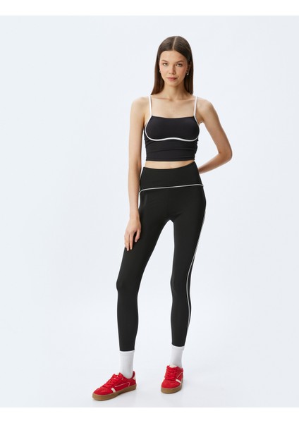 Yüksek Bel Biyeli Slim Fit Spor Tayt Interlok