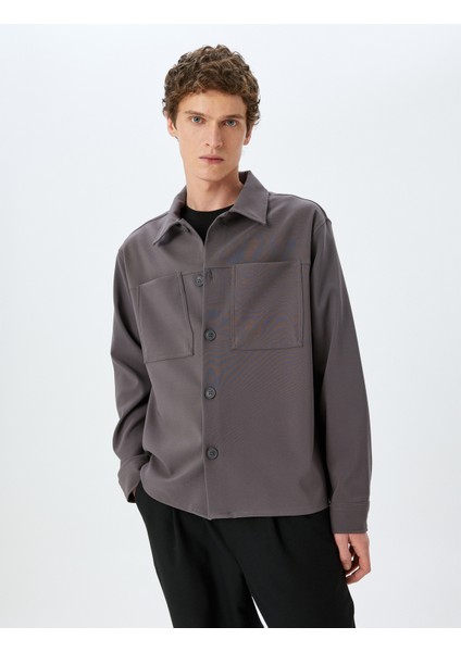 Cep Detaylı Düğmeli Uzun Kollu Gömlek Ceket modelleri