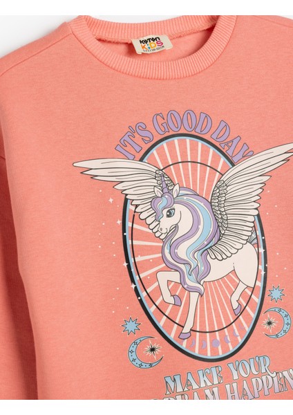 Sweatshirt Unicorn Baskılı Uzun Kollu Bisiklet Yaka modelleri