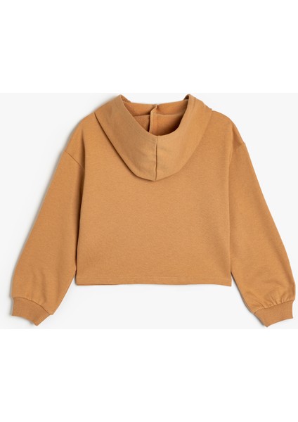 Kapşonlu Sweatshirt Köpek Baskılı Uzun Kollu Pamuklu