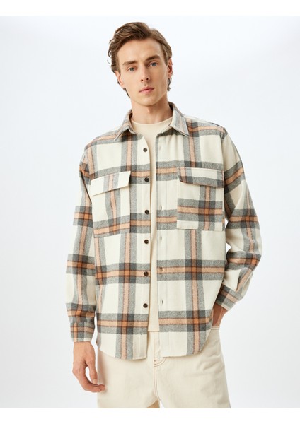 Uzun Kollu Kapaklı Cep Detaylı Kışlık Pamuk Karışımlı Oduncu Gömleği modelleri