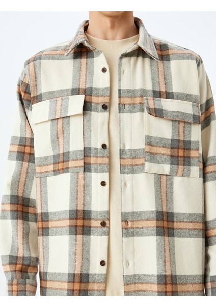 Uzun Kollu Kapaklı Cep Detaylı Kışlık Pamuk Karışımlı Oduncu Gömleği indirimleri