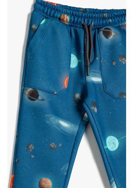 Jogger Eşofman Altı Uzay Baskılı Beli Bağlamalı Şardonlu modelleri