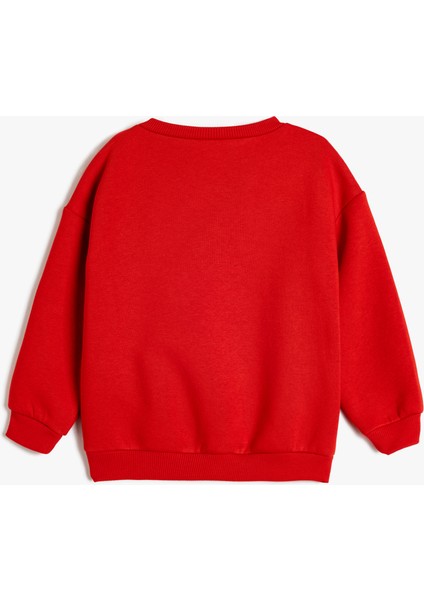 Sweatshirt Yılbaşı Temalı Baskı Detaylı Uzun Kollu Pamuklu Şardonlu