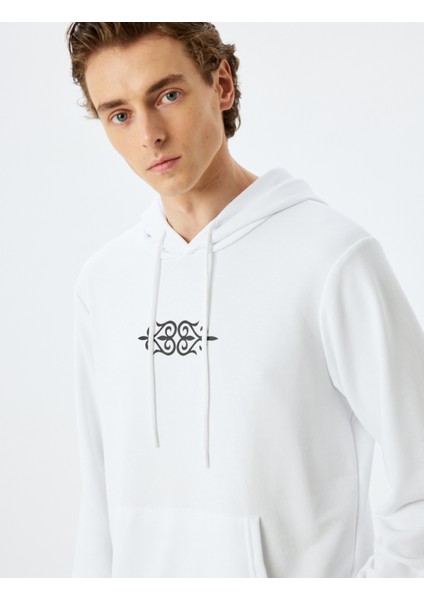 Kapşonlu Pamuklu Baskılı Sweatshirt