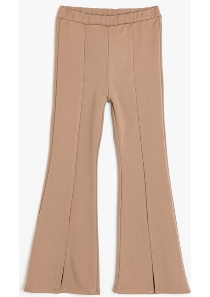 Ispanyol Paça Tayt Pantolon Beli Lastikli Yırtmaç Detaylı