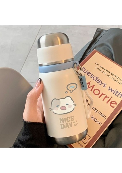 316 Paslanmaz Çelik Kızların Yüksek Görünümlü Termos Bardak Taşınabilir Öğrenci Basit Stil Yeni Stil Kapaklı Bardak (Yurt Dışından)