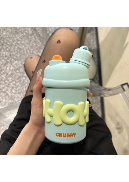 Küçük Tatlı Su Bardağı, Sevimli Çocuk Termos Bardağı, Güzel Görünümlü Çift Pipetli Bardak, Pastoral Feng Shui Bardağı (Yurt Dışından)