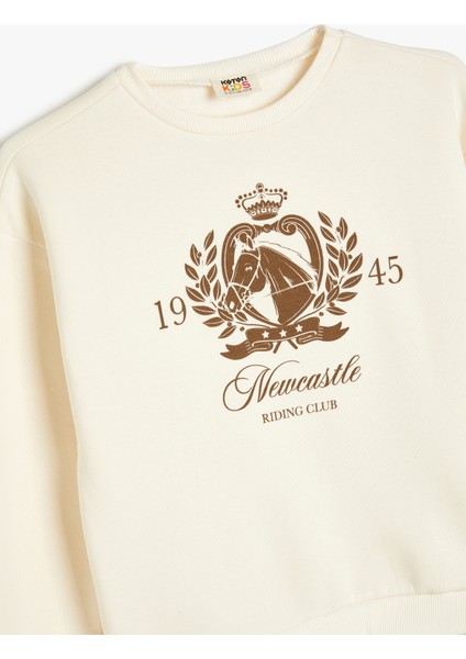 Sweatshirt Baskılı Bisiklet Yaka Gömlek Etek Ucu Detaylı
