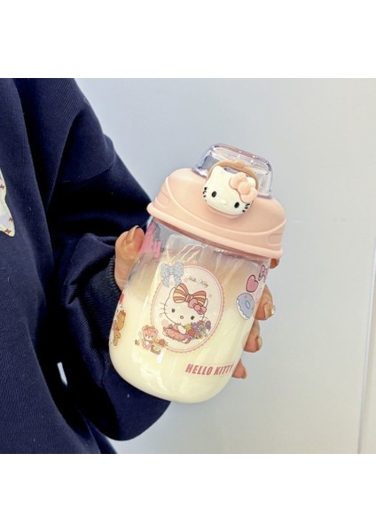 Kızlar Için Sevimli Çıkartmalar ile Su Bardağı Kızlar Için Saman Bardak Taşınabilir Büyük Kapasiteli Zıplayan Bardak Plastik Bardak (Yurt Dışından)