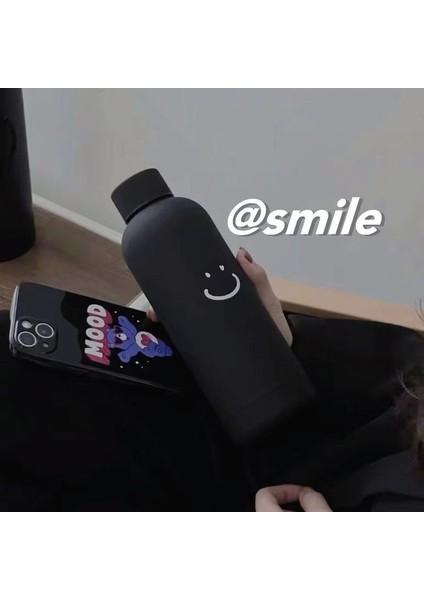 Termos Bardak Kulplu Taşınabilir Erkek ve Kadın 304 Paslanmaz Çelik Su Bardağı, Gülen Yüzleri ve Güzel Görünümü Olan Öğrenciler Için (Yurt Dışından)