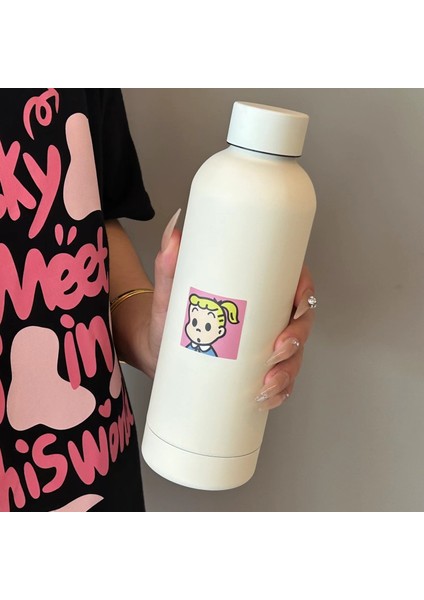 Doğrudan Içme Bardağı, Basit Düz Renk Taşınabilir Paslanmaz Çelik Termos Bardak, Kadınlar Için Öğrenci Yüksek Görünümlü Su Bardağı (Yurt Dışından)