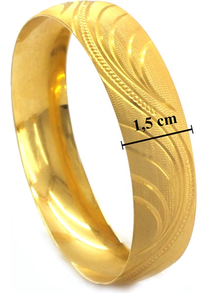 Altın Kaplama Dalgalı Çizgili 1.5 cm Bilezik BLZ-3058 modelleri