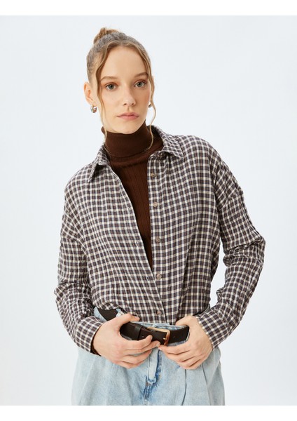 Klasik Yaka Uzun Kollu Düğmeli Oduncu Gömleği