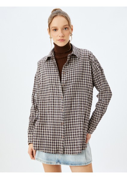 Klasik Yaka Uzun Kollu Düğmeli Oduncu Gömleği modelleri