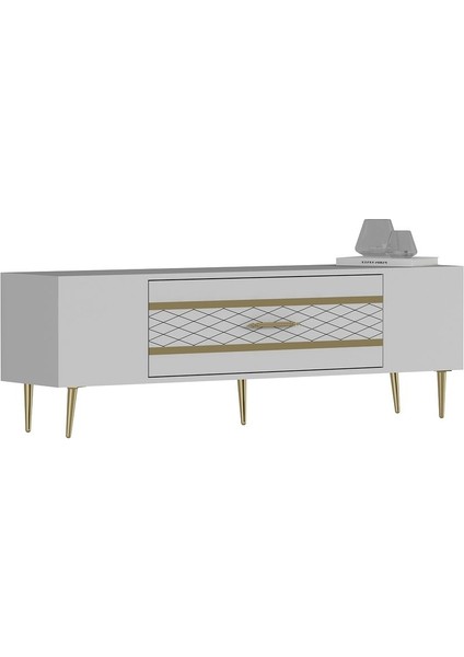 DEKOLP2DD Tv Sehpası Beyaz-Altın fırsatları