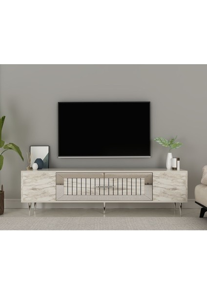 Demonte Decor DEKOLP3DD Tv Sehpası Efesmermer-Gümüş