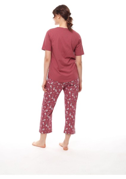 1434 Kadın Kısa Kollu Yakası Düğmeli Pijama Takım