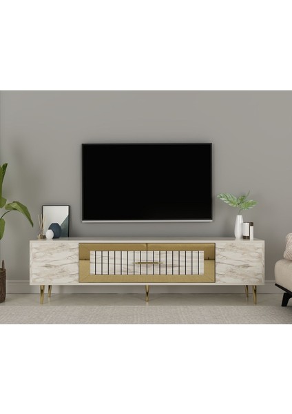 Demonte Decor DEKOLP3DD Tv Sehpası Efesmermer-Altın