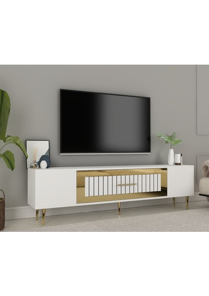 DEKOLP3DD Tv Sehpası Beyaz-Altın fiyatları
