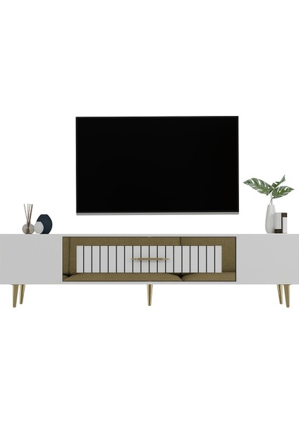 DEKOLP3DD Tv Sehpası Beyaz-Altın modelleri
