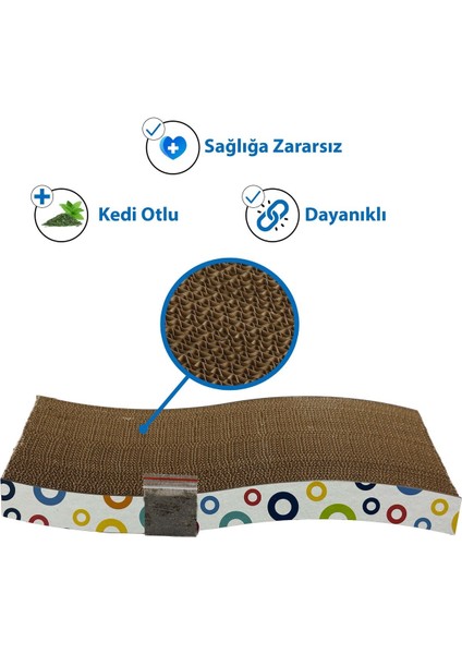 Çok Renkli Doğal Kedi Otlu Tırmalama Kartonu 43 cm HR2015C modelleri