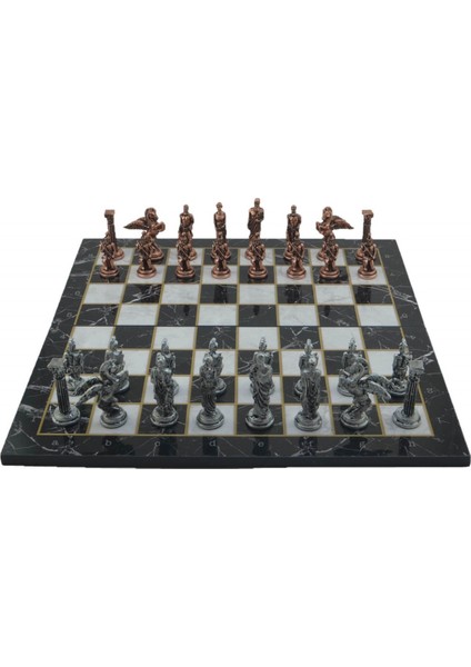 Metal Satranç Takımı/seti,büyük,pegasus, Antik, Katlanır Mermer Desenli Satranç Tahtası modelleri