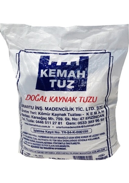 Kemah Kaya Erzincan Doğal Kaynak Tuzu 5 KG