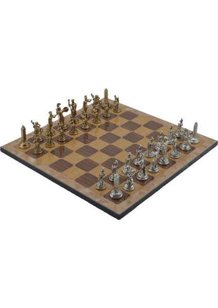 Metal Satranç Takımı/seti;orta,yunan,parlak,rustik Ceviz Desenli Satranç Tahtası fiyatları