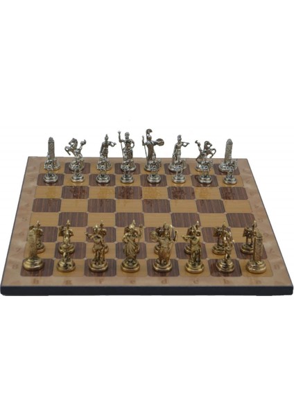 Metal Satranç Takımı/seti;orta,yunan,parlak,rustik Ceviz Desenli Satranç Tahtası modelleri