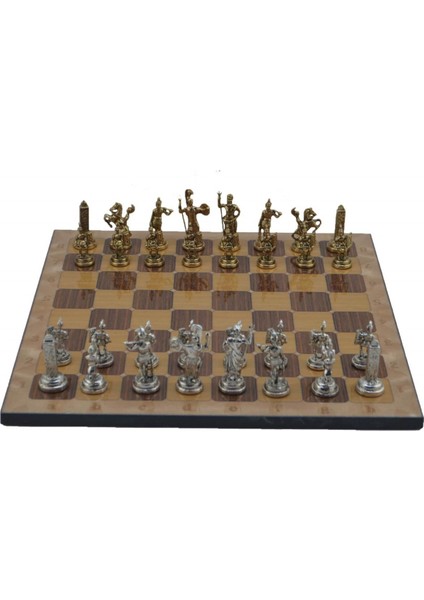 Metal Satranç Takımı/seti;orta,yunan,parlak,rustik Ceviz Desenli Satranç Tahtası fırsatları