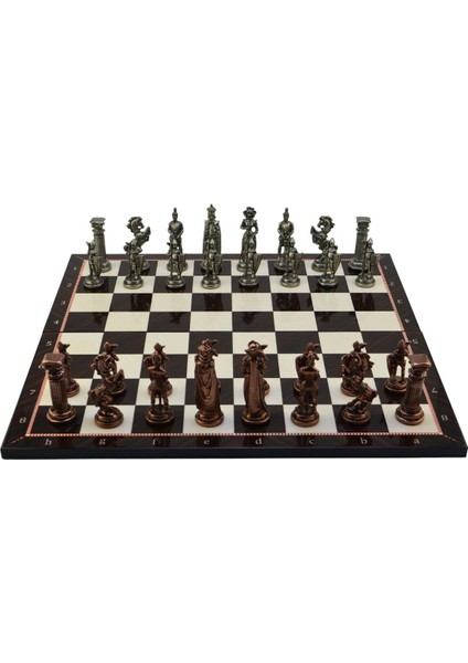 Battal Boy Metal Ingiliz Satranç Takımı Antik ve Katlanır Ceviz Desenli Mdf Satranç Tahtası (43X43 Cm.) fırsatları