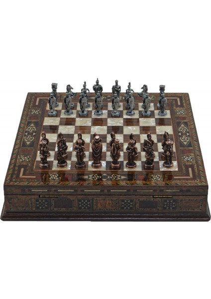 Metal Satranç Takımı Küçük Osmanlı & Bizans Antik Sandıklı Masif Ahşap Satranç Tahtası fırsatları