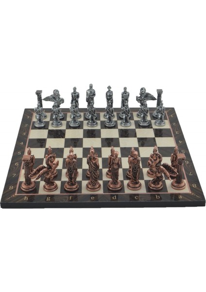 Metal Satranç Takımı/seti,büyük,pegasus, Antik Taş ve Ceviz Desenli Satranç Tahtası fırsatları