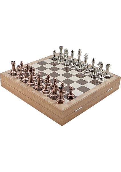 Metal Klasik Satranç Takımı Antik ve Rustik Desenli Mdf Sandıklı Satranç Tahtası (36X36X6 Cm.) modelleri