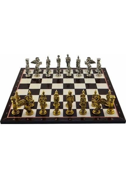 Battal Boy Metal Pegasus Satranç Takımı Parlak ve Katlanır Ceviz Desenli Mdf Satranç Tahtası (43X43 Cm.) modelleri
