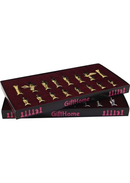 Battal Boy Metal Pegasus Satranç Takımı Parlak ve Katlanır Ceviz Desenli Mdf Satranç Tahtası (43X43 Cm.) indirimleri