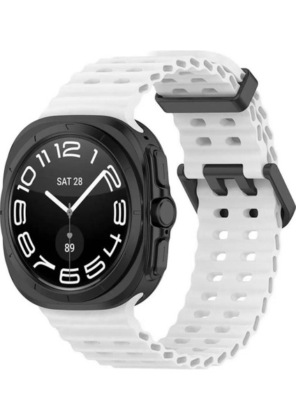 Samsung Galaxy Watch 7 Ultra 47MM ile Uyumlu Kordon Dalgalı Delikli Metal Tokalı Silikon Kayış fiyatları