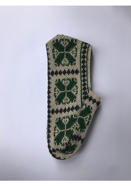 Eğlenceli Motifli Dekoratif Sıcak Kalın Örme Kadın Patik