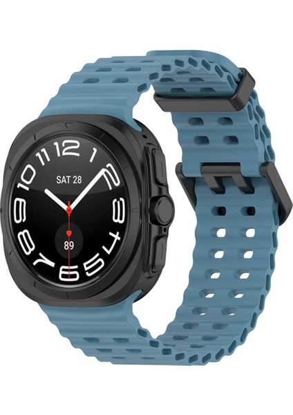 Samsung Galaxy Watch 7 Ultra 47MM ile Uyumlu Kordon Dalgalı Delikli Metal Tokalı Silikon Kayış fiyatları