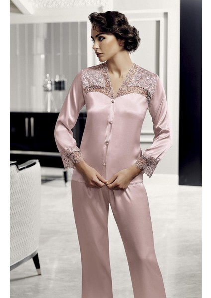 9600 6'lı Kısa Saten Gecelik Sabahlık Pijama Takım