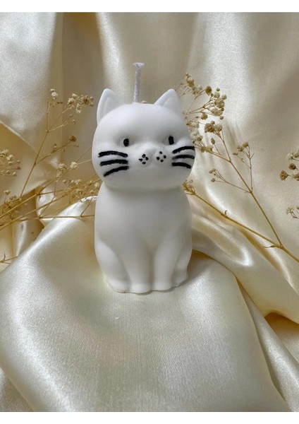Arescollection Dekoratif Hediyelik Kokusuz Kedi Mum