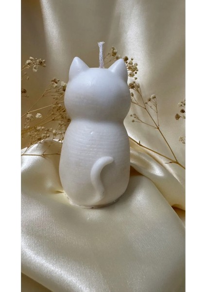Arescollection Dekoratif Hediyelik Kokusuz Kedi Mum