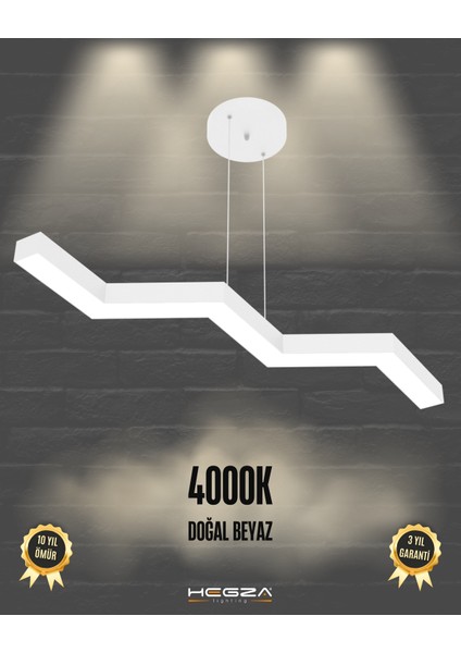 Sega (Beyaz Kasa, Doğal Beyaz) Ledli Modern Sarkıt LED Avize