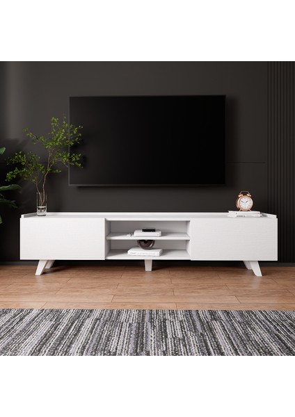 Tv Ünitesi Beyaz Kapaklı Ayaklı LD-2001-BA