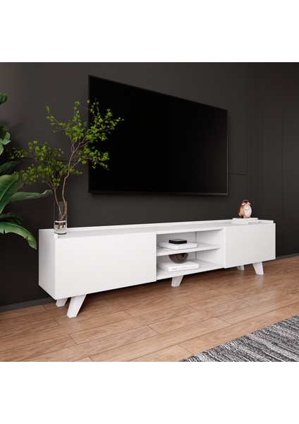 Tv Ünitesi Beyaz Kapaklı Ayaklı LD-2001-BA fırsatları
