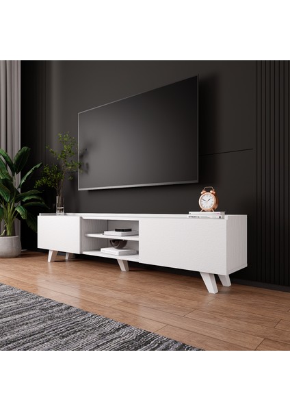 Tv Ünitesi Beyaz Kapaklı Ayaklı LD-2001-BA indirimleri