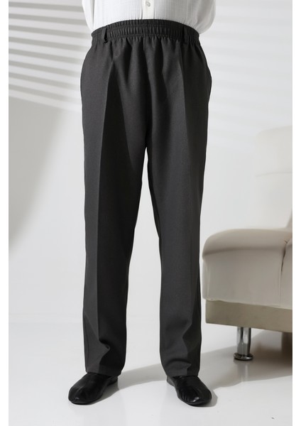 Erkek Beli Lastikli Cepli Hac ve Umre Kışlık Yün Efektli Şalvar Pantolon - Füme (Isr) fırsatları