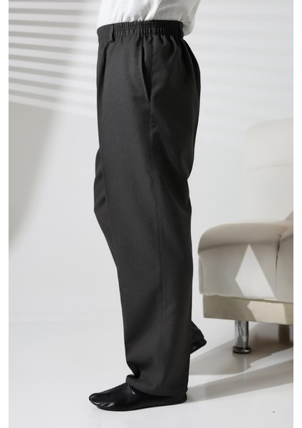 Erkek Beli Lastikli Cepli Hac ve Umre Kışlık Yün Efektli Şalvar Pantolon - Füme (Isr) indirimleri