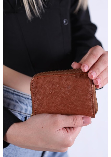 024 Fermuarlı Mini Cüzdan Taba